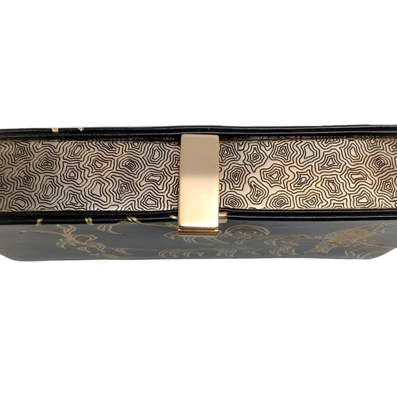 Dries van Noten Black Leather Clutch with Painted Birds - Picture 2 of 6